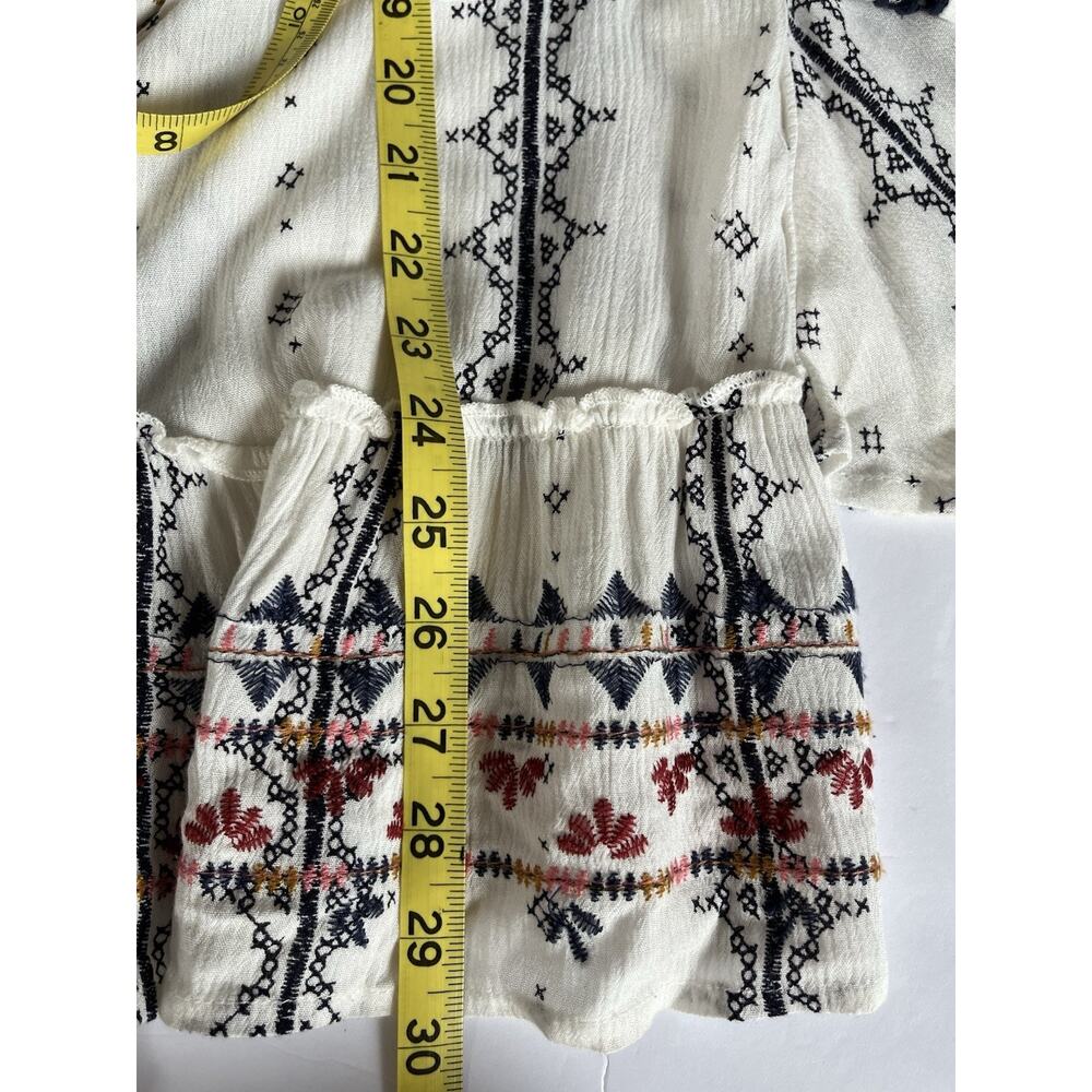 Knox Rose Peasant Top Women's Sz L White Embroidery Tassel Boho Cottage Country - Picture 10 of 10